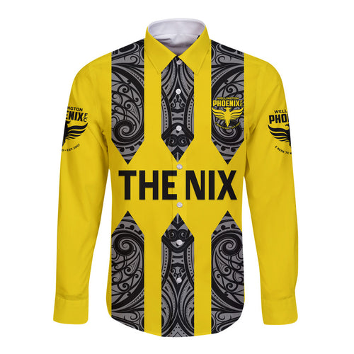 custom-personalised-wellington-phoenix-the-nix-maori-hawaii-long-sleeve-button-shirt-soccer-club-original-style-yellow