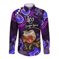 australian-astrology-hawaii-long-sleeve-button-shirt-leo-dragon-lizard-zodiac-aboriginal-vibes-purple