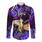 custom-personalised-australian-astrology-hawaii-long-sleeve-button-shirt-libra-cockatoo-glider-zodiac-aboriginal-vibes-purple