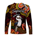 australian-astrology-long-sleeve-shirt-sagittarius-kookaburra-zodiac-aboriginal-vibes-red