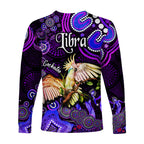 australian-astrology-long-sleeve-shirt-libra-cockatoo-glider-zodiac-aboriginal-vibes-purple