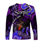 australian-astrology-long-sleeve-shirt-scorpio-redback-spider-zodiac-aboriginal-vibes-purple