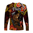australian-astrology-long-sleeve-shirt-pisces-platypus-zodiac-aboriginal-vibes-red