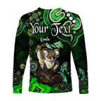 custom-personalised-australian-astrology-long-sleeve-shirt-cancer-koala-zodiac-aboriginal-vibes-green