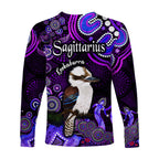 australian-astrology-long-sleeve-shirt-sagittarius-kookaburra-zodiac-aboriginal-vibes-purple