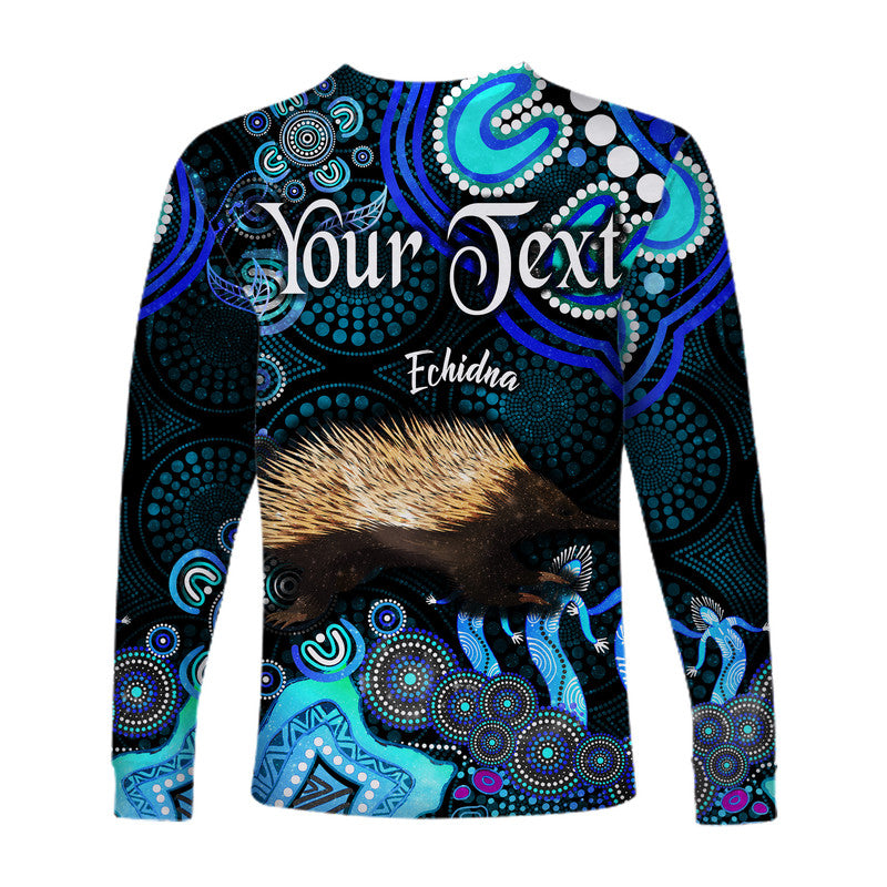custom-personalised-australian-astrology-long-sleeve-shirt-virgo-echidna-zodiac-aboriginal-vibes-blue