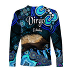australian-astrology-long-sleeve-shirt-virgo-echidna-zodiac-aboriginal-vibes-blue