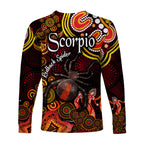 australian-astrology-long-sleeve-shirt-scorpio-redback-spider-zodiac-aboriginal-vibes-red
