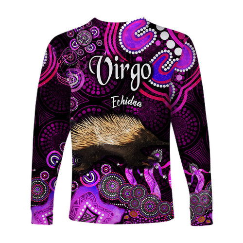 australian-astrology-long-sleeve-shirt-virgo-echidna-zodiac-aboriginal-vibes-pink