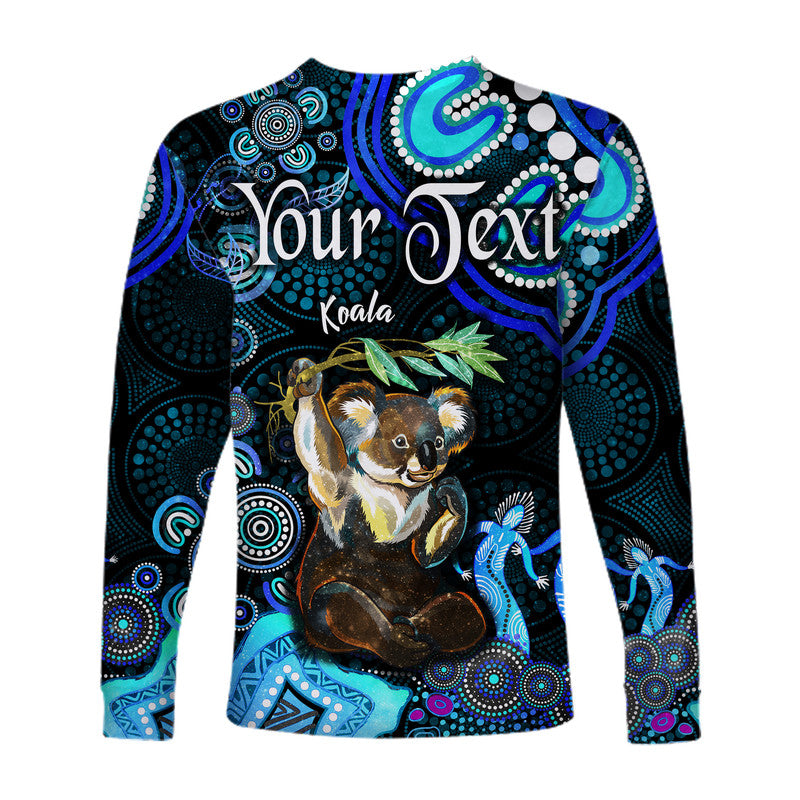 custom-personalised-australian-astrology-long-sleeve-shirt-cancer-koala-zodiac-aboriginal-vibes-blue