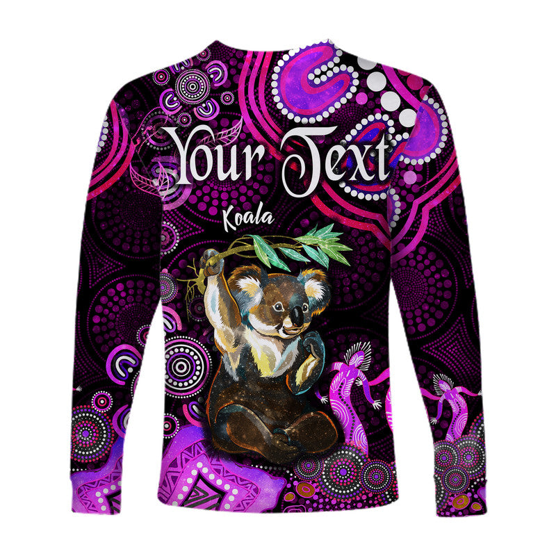 custom-personalised-australian-astrology-long-sleeve-shirt-cancer-koala-zodiac-aboriginal-vibes-pink
