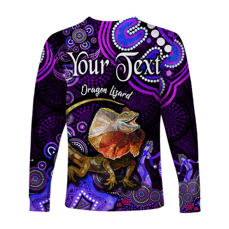 custom-personalised-australian-astrology-long-sleeve-shirt-leo-dragon-lizard-zodiac-aboriginal-vibes-purple