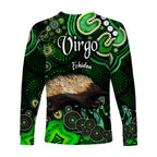australian-astrology-long-sleeve-shirt-virgo-echidna-zodiac-aboriginal-vibes-green