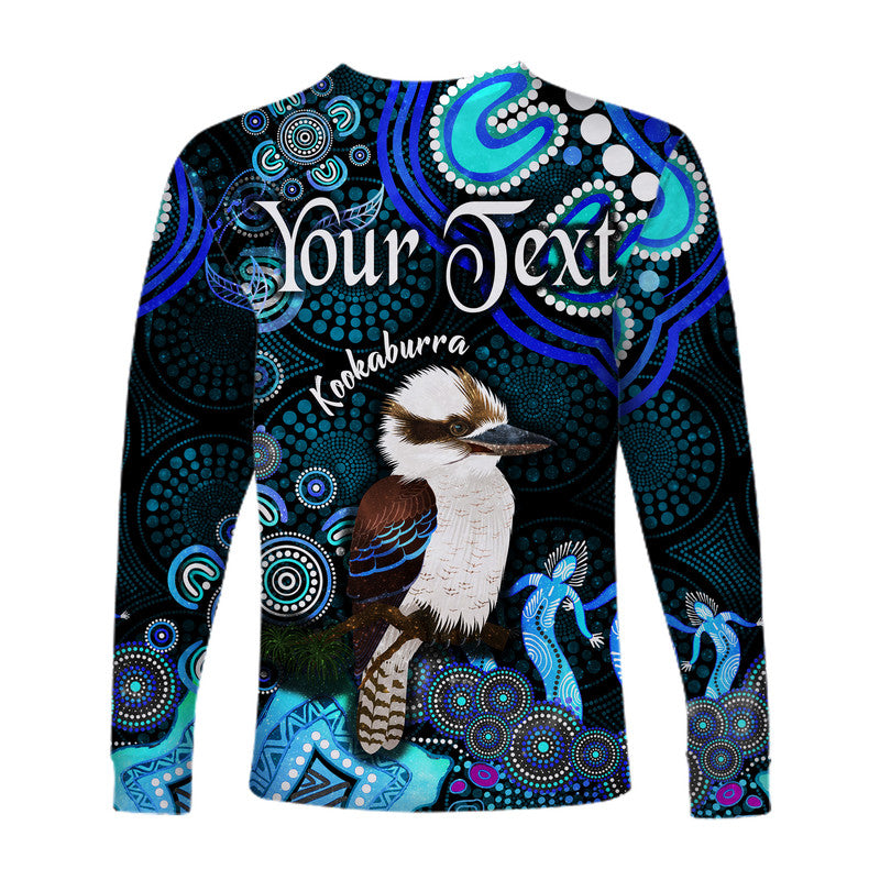 custom-personalised-australian-astrology-long-sleeve-shirt-sagittarius-kookaburra-zodiac-aboriginal-vibes-blue
