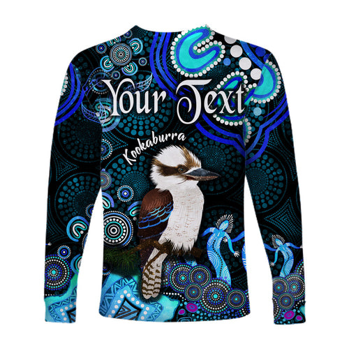custom-personalised-australian-astrology-long-sleeve-shirt-sagittarius-kookaburra-zodiac-aboriginal-vibes-blue