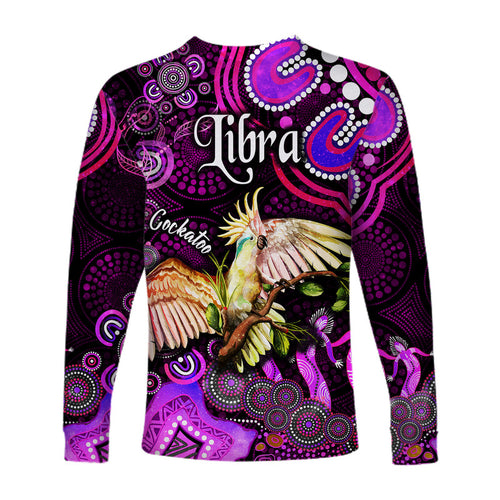 australian-astrology-long-sleeve-shirt-libra-cockatoo-glider-zodiac-aboriginal-vibes-pink