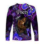 australian-astrology-long-sleeve-shirt-pisces-platypus-zodiac-aboriginal-vibes-purple