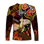 australian-astrology-long-sleeve-shirt-libra-cockatoo-glider-zodiac-aboriginal-vibes-red