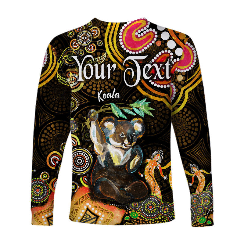 custom-personalised-australian-astrology-long-sleeve-shirt-cancer-koala-zodiac-aboriginal-vibes-gold