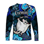 australian-astrology-long-sleeve-shirt-gemini-sugar-glider-zodiac-aboriginal-vibes-blue