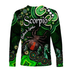 australian-astrology-long-sleeve-shirt-scorpio-redback-spider-zodiac-aboriginal-vibes-green