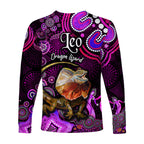 australian-astrology-long-sleeve-shirt-leo-dragon-lizard-zodiac-aboriginal-vibes-pink