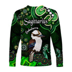australian-astrology-long-sleeve-shirt-sagittarius-kookaburra-zodiac-aboriginal-vibes-green