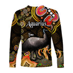 australian-astrology-long-sleeve-shirt-aquarius-emu-glider-zodiac-aboriginal-vibes-gold