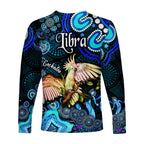 australian-astrology-long-sleeve-shirt-libra-cockatoo-glider-zodiac-aboriginal-vibes-blue