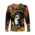 australian-astrology-long-sleeve-shirt-sagittarius-kookaburra-zodiac-aboriginal-vibes-gold