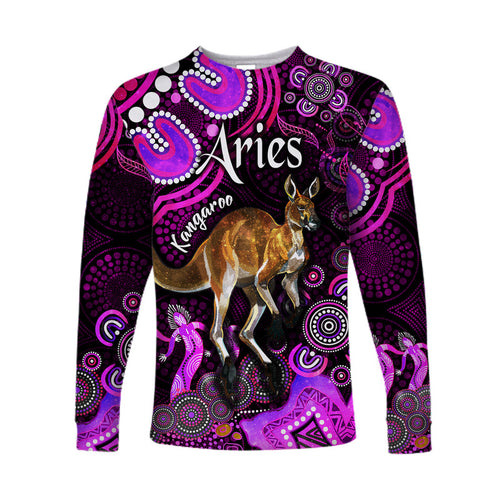 custom-personalised-australian-astrology-long-sleeve-shirt-aries-kangaroo-zodiac-aboriginal-vibes-pink