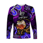 australian-astrology-long-sleeve-shirt-leo-dragon-lizard-zodiac-aboriginal-vibes-purple