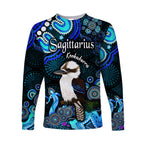 australian-astrology-long-sleeve-shirt-sagittarius-kookaburra-zodiac-aboriginal-vibes-blue