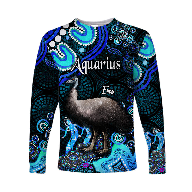 australian-astrology-long-sleeve-shirt-aquarius-emu-glider-zodiac-aboriginal-vibes-blue
