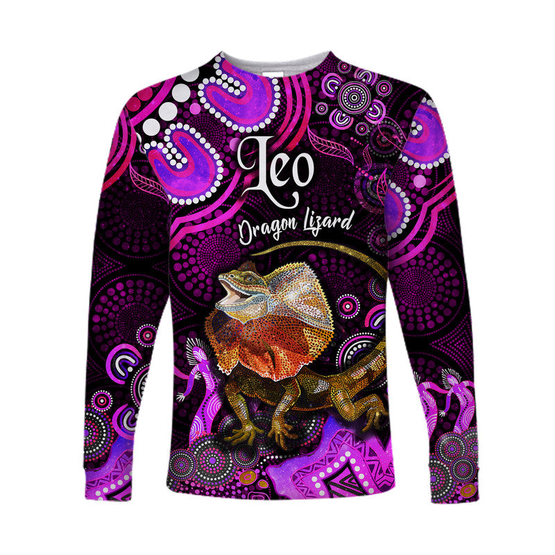 custom-personalised-australian-astrology-long-sleeve-shirt-leo-dragon-lizard-zodiac-aboriginal-vibes-pink