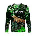 australian-astrology-long-sleeve-shirt-capricorn-goanna-zodiac-aboriginal-vibes-green