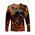 australian-astrology-long-sleeve-shirt-scorpio-redback-spider-zodiac-aboriginal-vibes-red