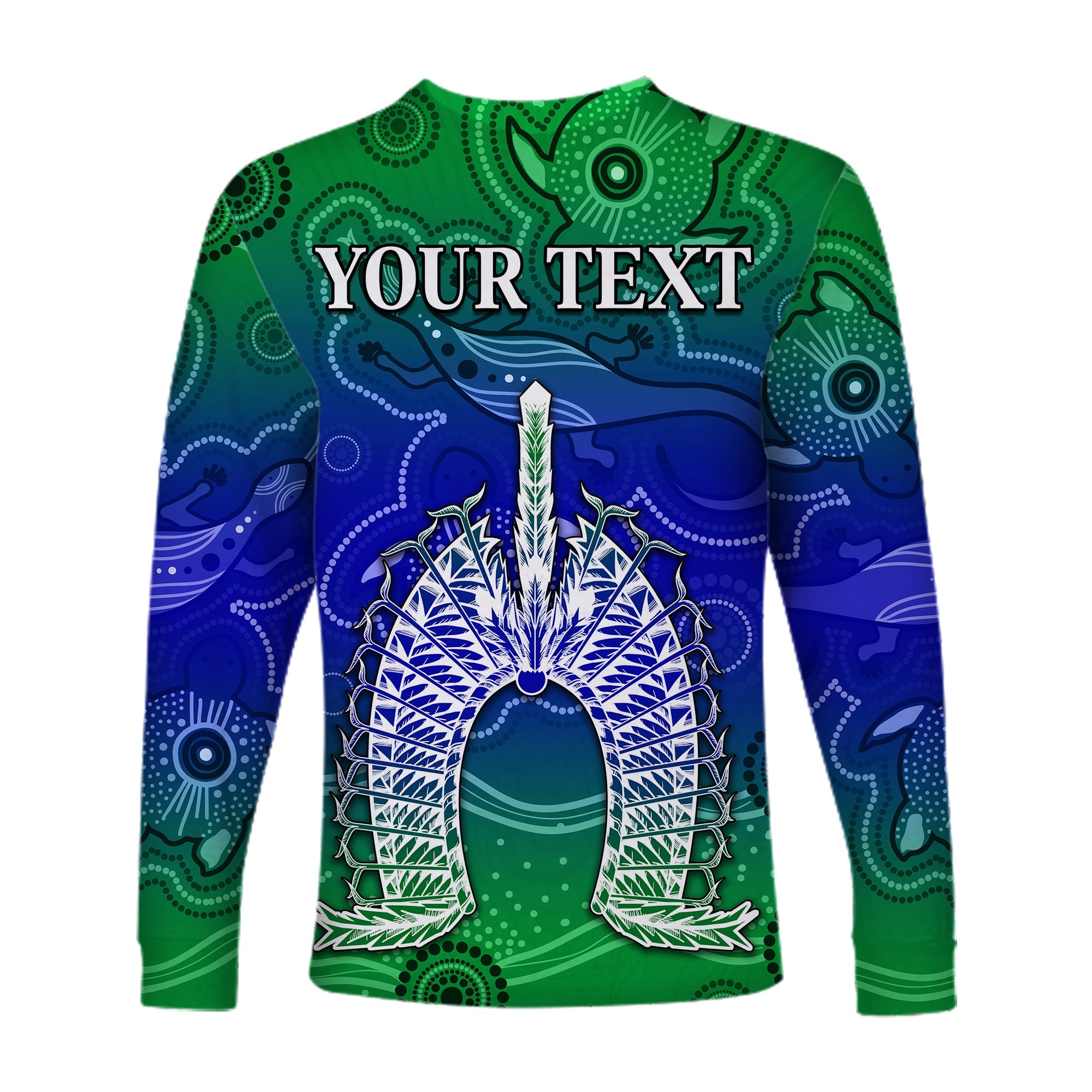 custom-personalised-torres-strait-islands-long-sleeve-shirt-aboriginal-art-lizard-symbol-peace