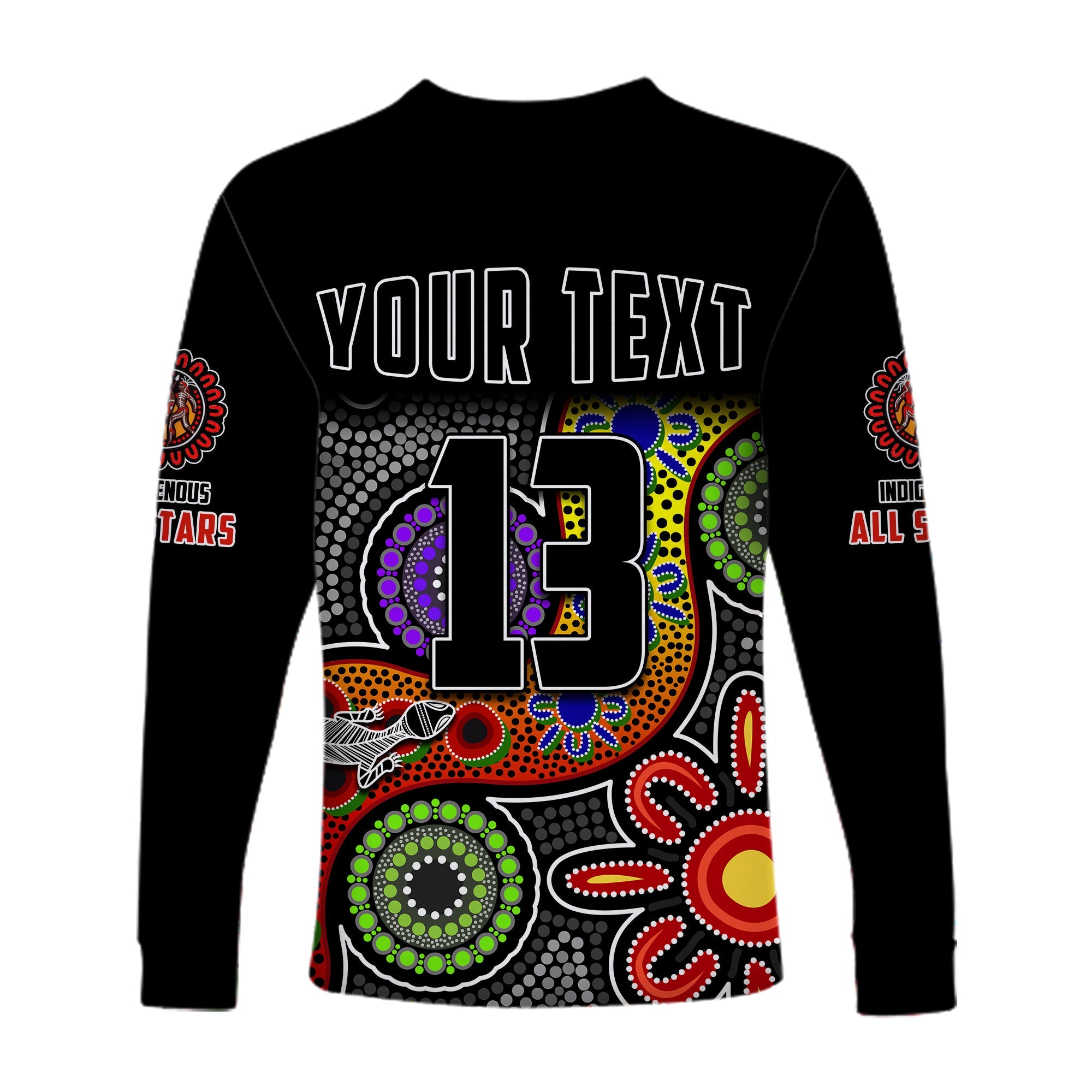 custom-text-and-number-all-stars-christmas-long-sleeve-shirt-indigenous-dreamtime