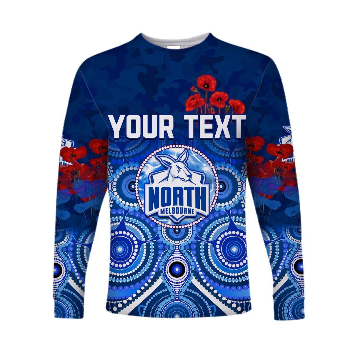 custom-personalised-kangaroos-anzac-2022-long-sleeve-shirt-north-melbourne-football-aboriginal-poppy-flowers