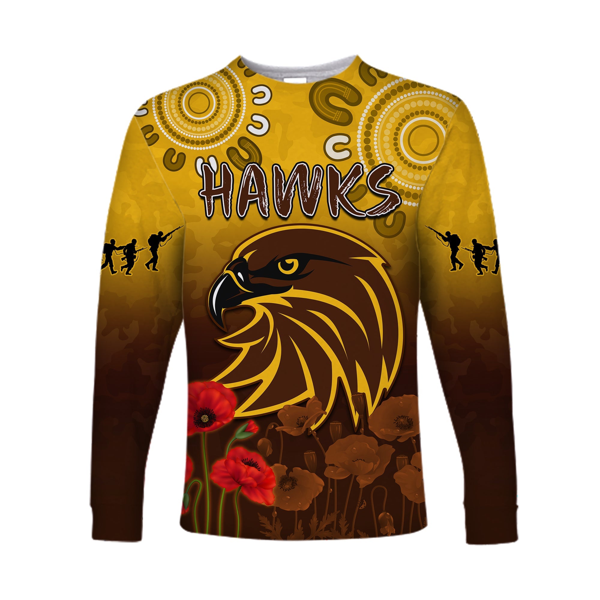 custom-text-and-number-hawks-anzac-2022-long-sleeve-shirt-hawthorn-football-aboriginal-poppy
