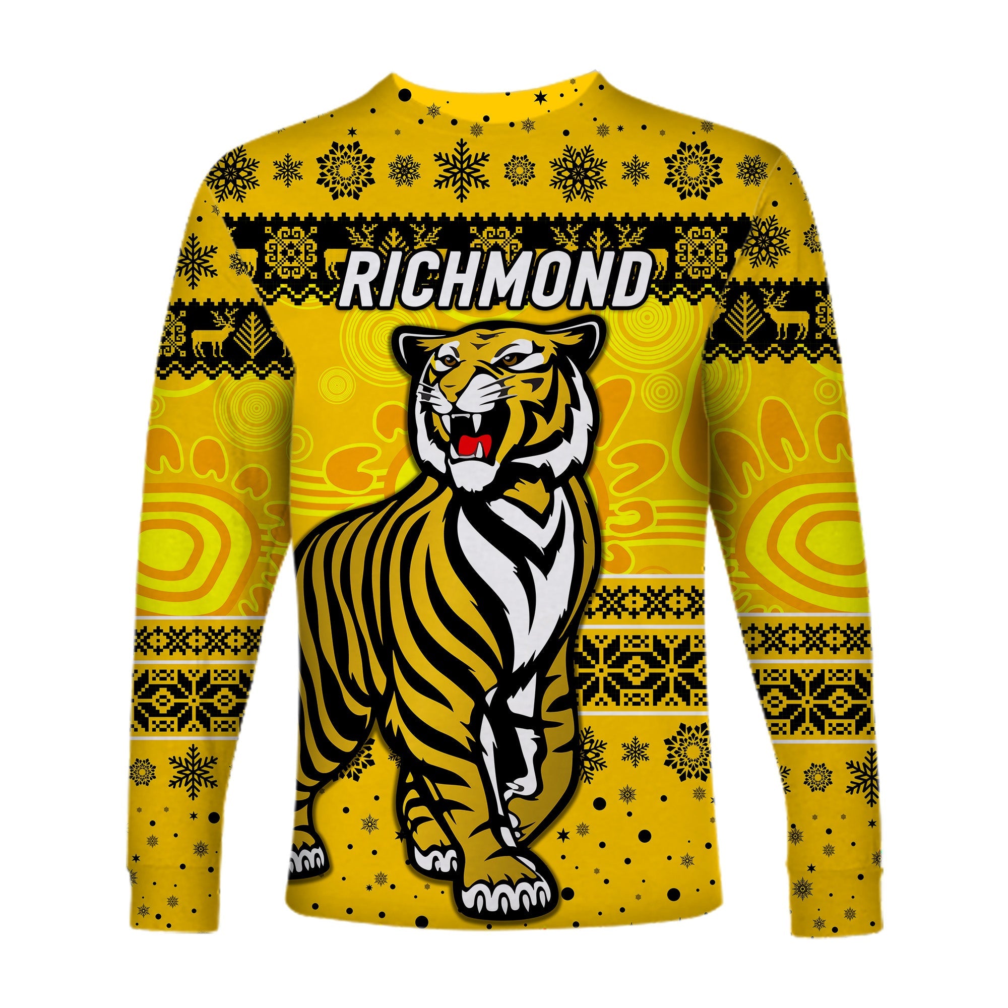 richmond-tigers-long-sleeve-shirts-christmas-simple-style-yellow