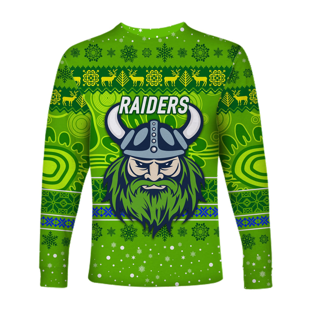 canberra-raiders-long-sleeve-shirts-christmas-simple-style-green
