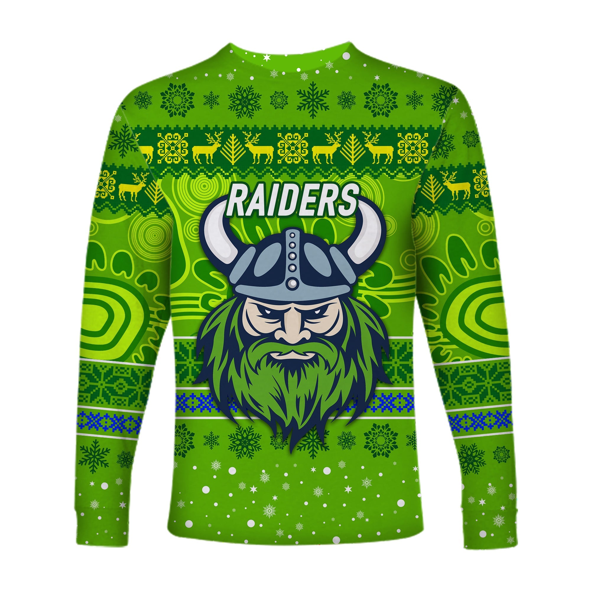 canberra-raiders-long-sleeve-shirts-christmas-simple-style-green