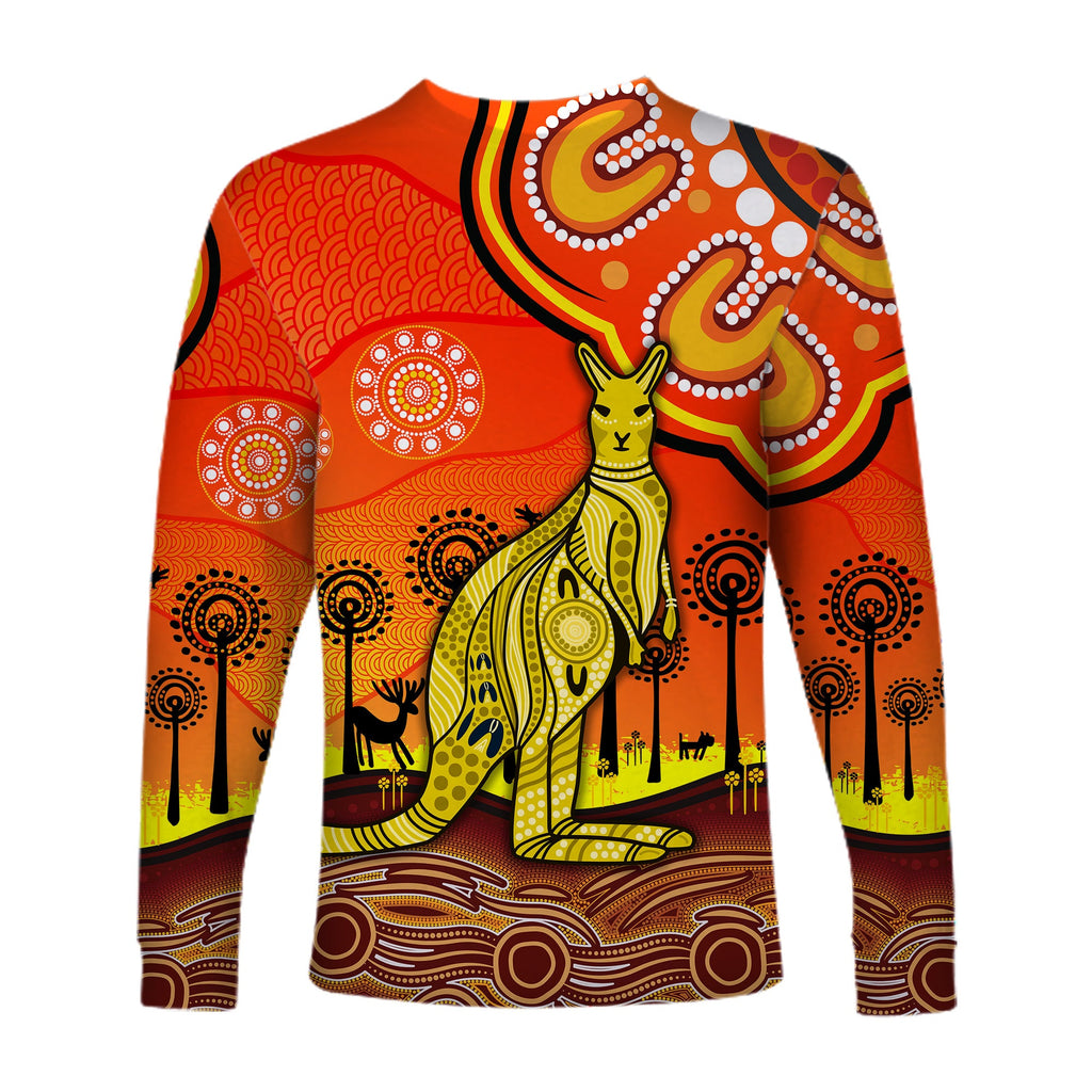 aboriginal-art-kangaroo-long-sleeve-shirt-indigenous-unique-vibes-orange