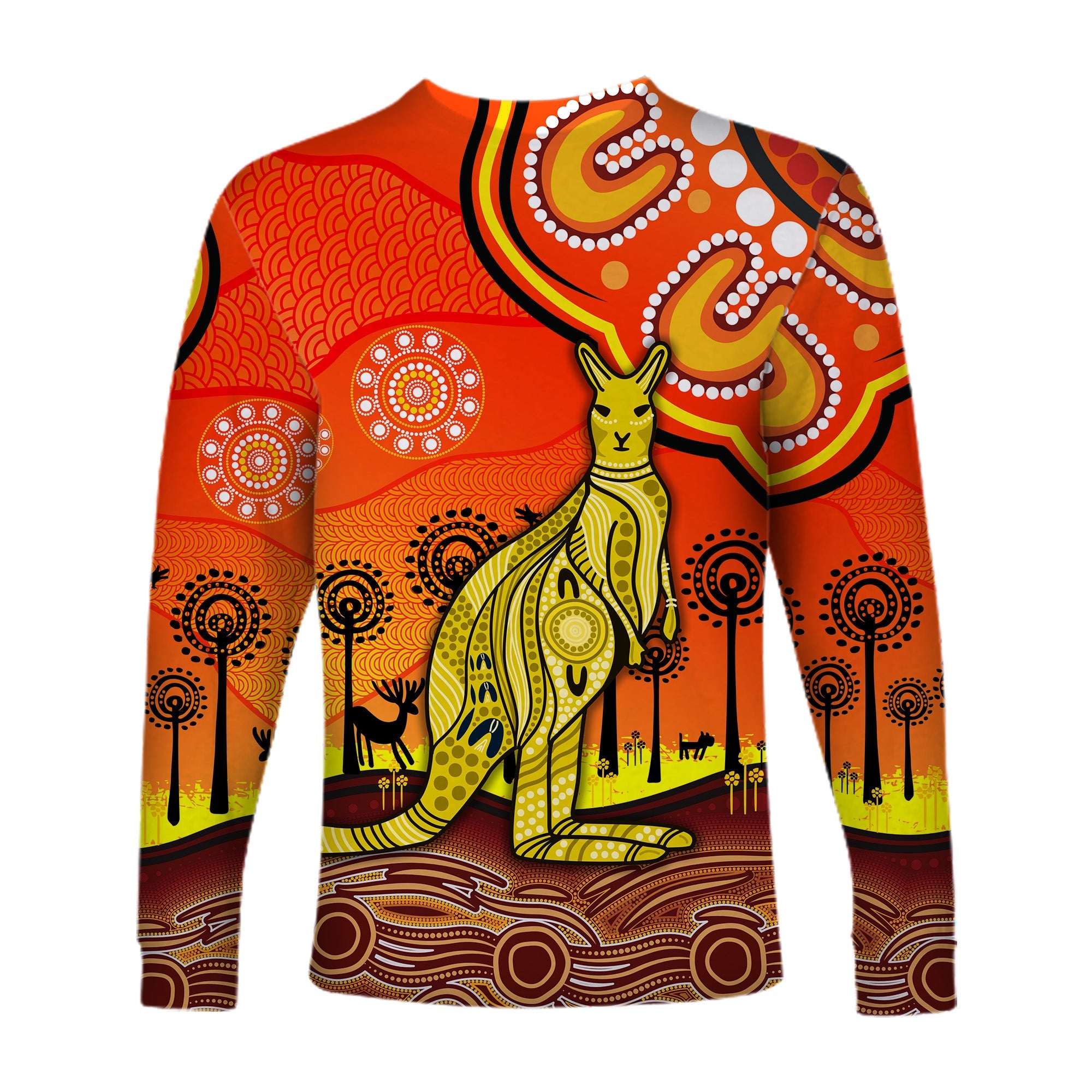aboriginal-art-kangaroo-long-sleeve-shirt-indigenous-unique-vibes-orange