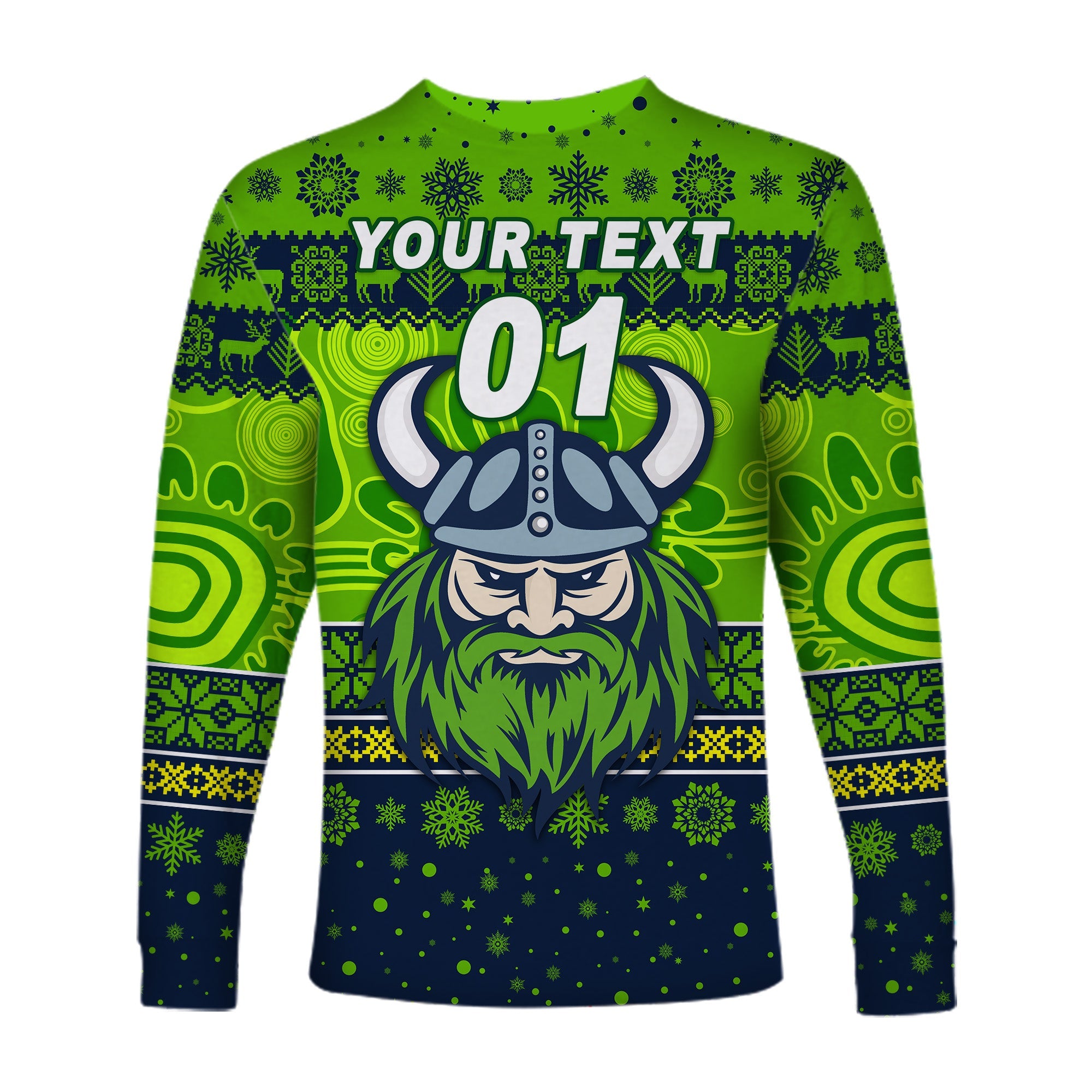 custom-personalised-canberra-raiders-long-sleeve-shirt-christmas-simple-style-navy-green