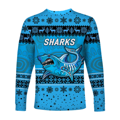 cronulla-sutherland-sharks-long-sleeve-shirts-christmas-simple-style-blue