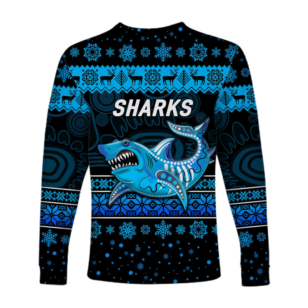 cronulla-sutherland-sharks-long-sleeve-shirts-christmas-simple-style-black