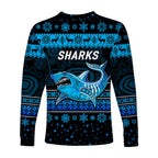 cronulla-sutherland-sharks-long-sleeve-shirts-christmas-simple-style-black